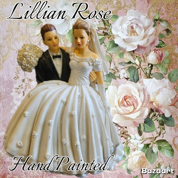 Lillian Rose Hand Painted Wedding Cake Topper/ Wedding Decor - Picture 1 of 7